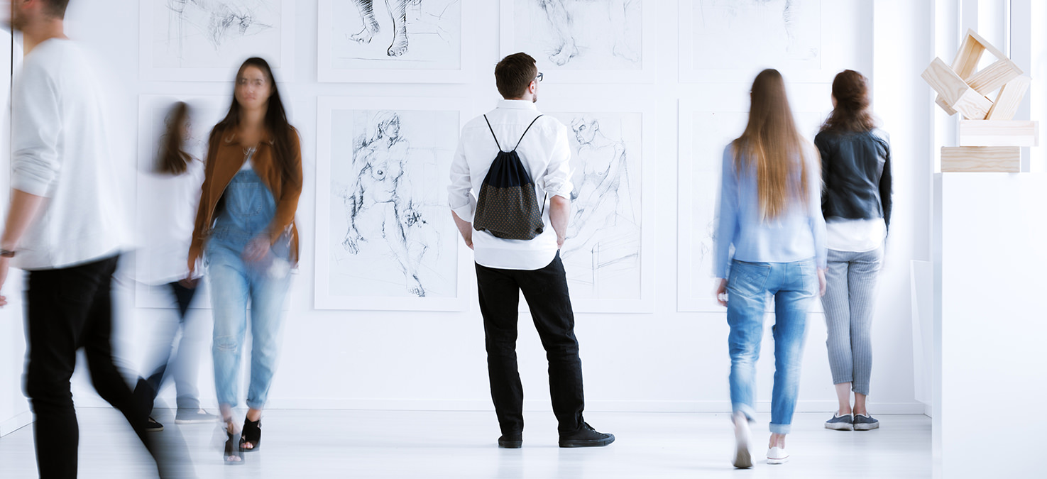 Group of young people at an art museum.