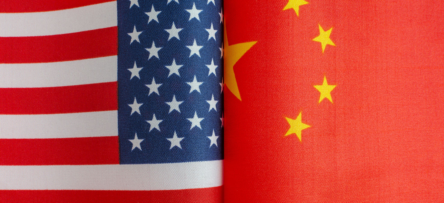 Flags of the USA and China side by side
